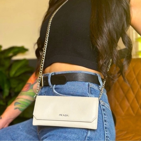 Prada Cream Leather Crossbody Bag - Picture 1 of 8